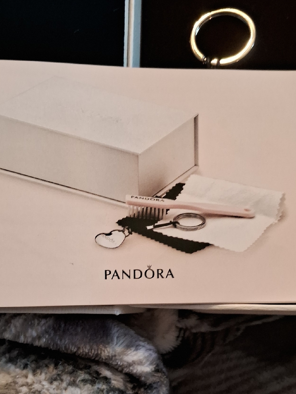 Pandora White Jewelry Care Brush and Charm Keyring Set